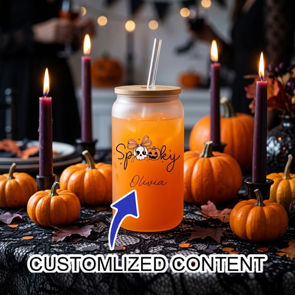Coffee Equipment Names - Szklany kubek na Halloween z własnym